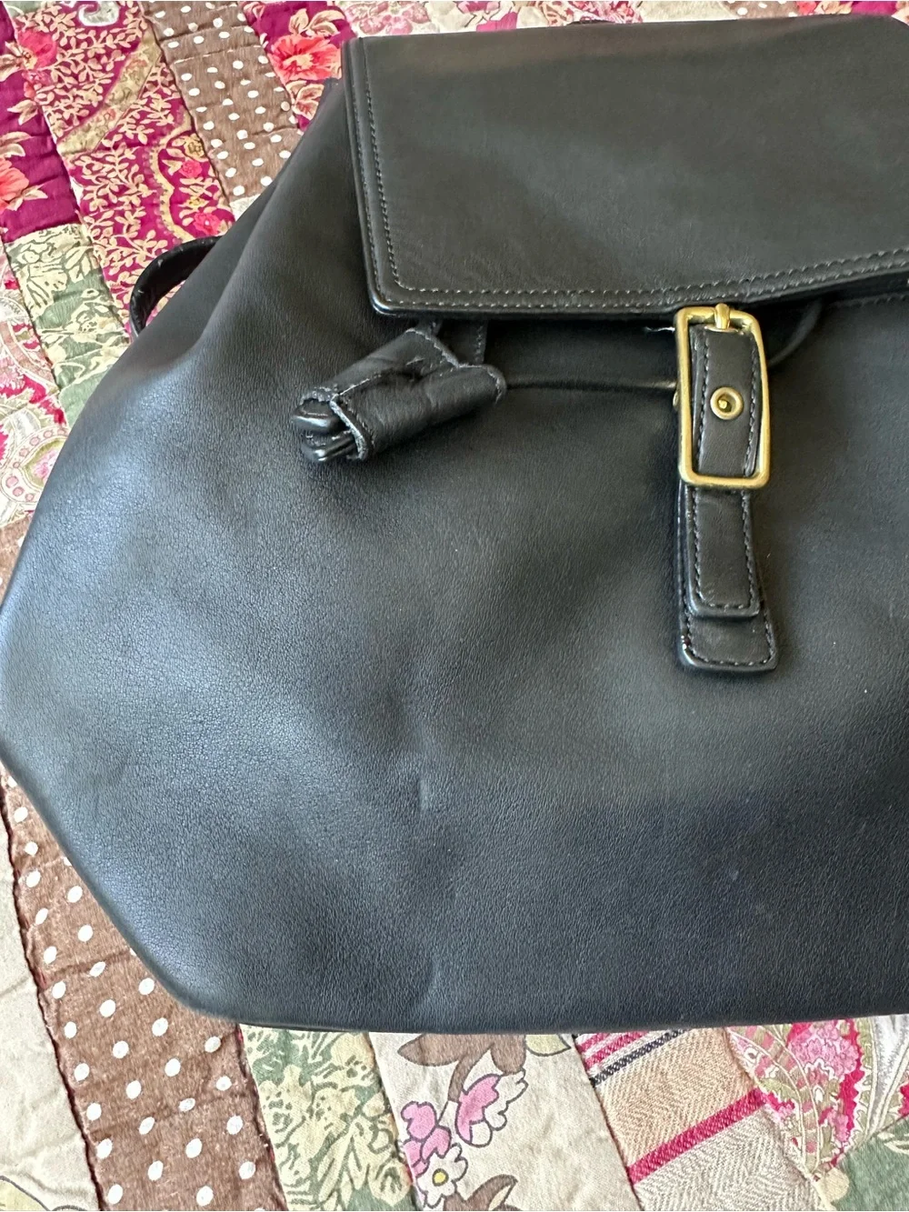 Vintage Coach Legacy West Hampton Black Leather Backpack with Gold Hardware